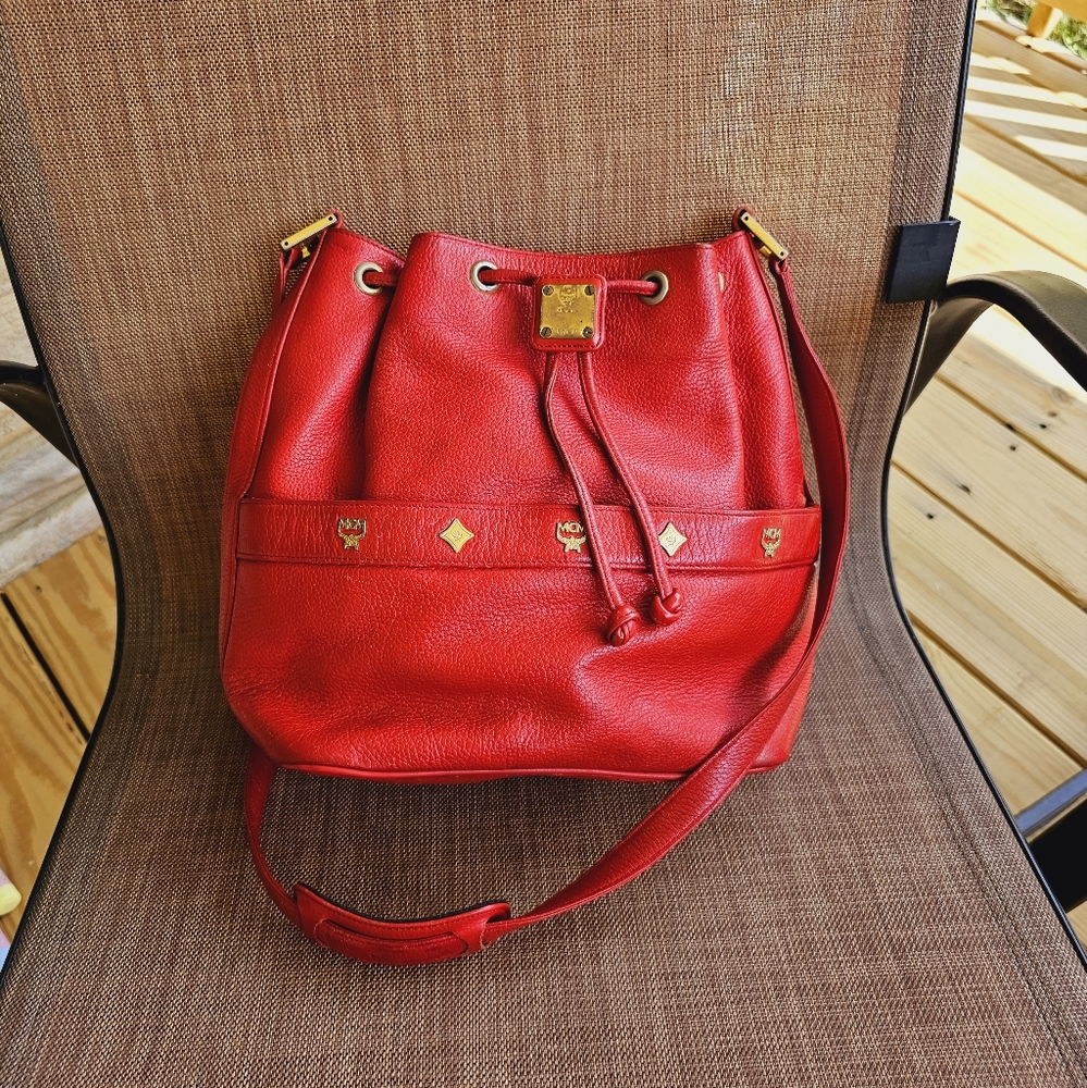MCM Red Bucket Crossbody bag